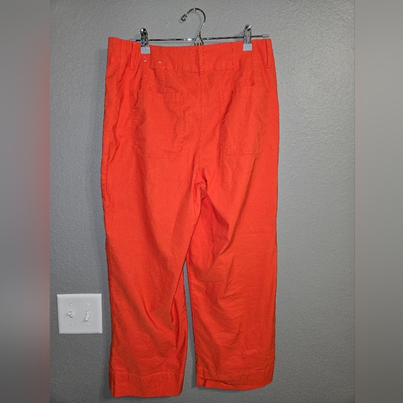 Nicole Miller New York Fall Orange Wide Leg Linen Blend Pants Size 10 - Picture 13 of 13
